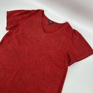 Vintage Nicole Miller Shift Dress Womens XXL Red Linen Blend Tropical Floral